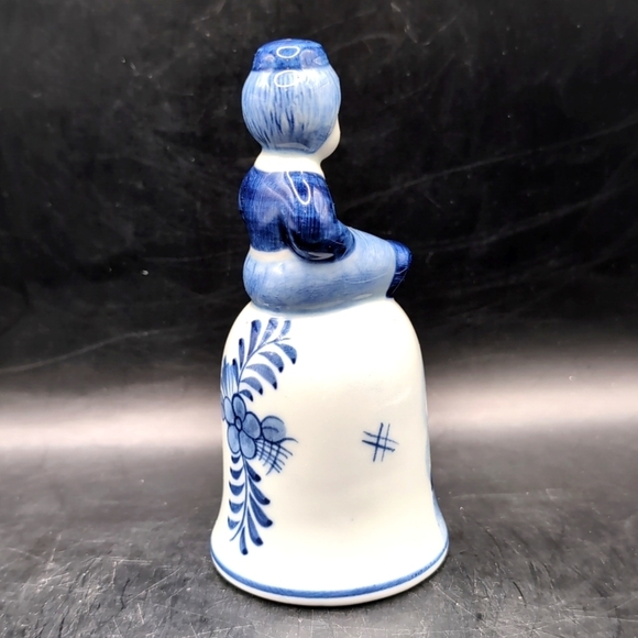 Vintage Hand Painted Delft Blue Dutch Boy Porcelain Bell - 5" Tall - Holland - Picture 5 of 9